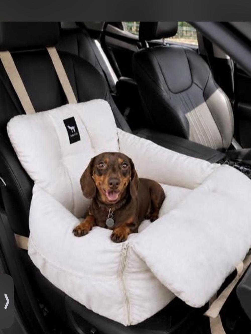 Plush khaki Dog Car Seat Booster - Comfortable Travel Bed for Small Dogs